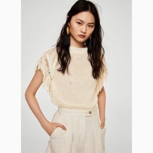 ✨ Stylish Mango fringe sleeve top